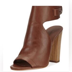 Vince Addie Chestnut Leather Open-Toe Ankle Booties